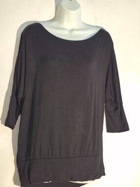 Simlu stylish boatneck Blouse, Rayon, Black in size Large  NWT